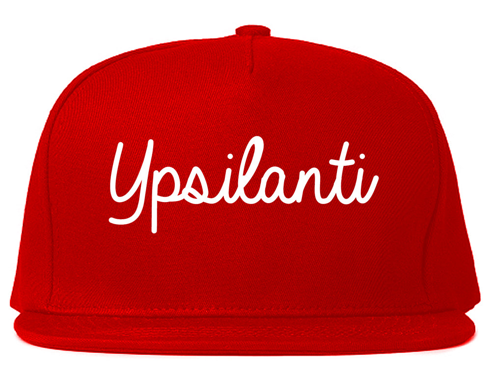 Ypsilanti Michigan MI Script Mens Snapback Hat Red