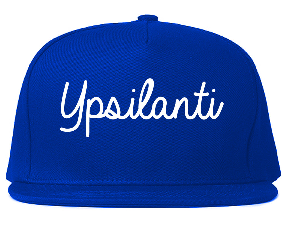 Ypsilanti Michigan MI Script Mens Snapback Hat Royal Blue