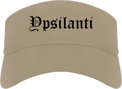 Ypsilanti Michigan MI Old English Mens Visor Cap Hat Khaki