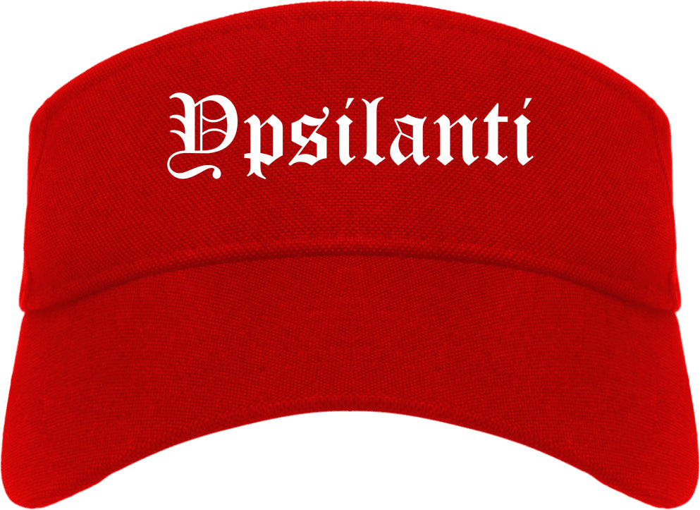 Ypsilanti Michigan MI Old English Mens Visor Cap Hat Red