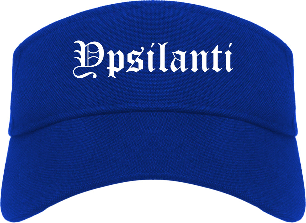 Ypsilanti Michigan MI Old English Mens Visor Cap Hat Royal Blue