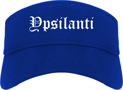 Ypsilanti Michigan MI Old English Mens Visor Cap Hat Royal Blue