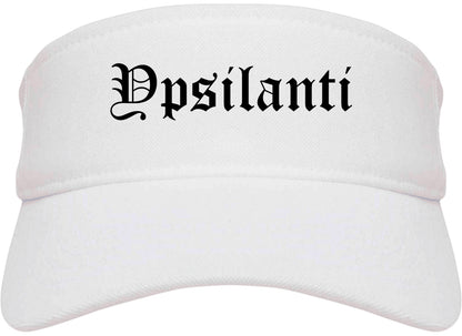 Ypsilanti Michigan MI Old English Mens Visor Cap Hat White