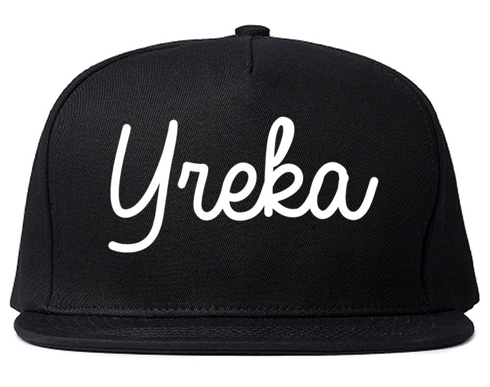 Yreka California CA Script Mens Snapback Hat Black