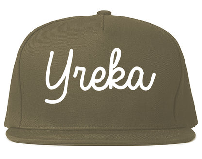 Yreka California CA Script Mens Snapback Hat Grey