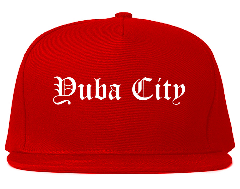 Yuba City California CA Old English Mens Snapback Hat Red