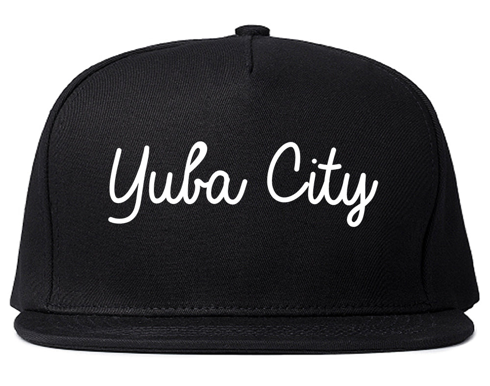 Yuba City California CA Script Mens Snapback Hat Black