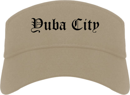 Yuba City California CA Old English Mens Visor Cap Hat Khaki