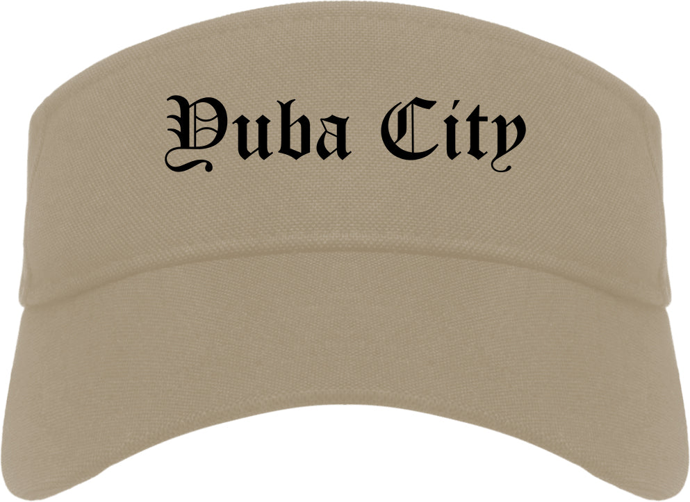 Yuba City California CA Old English Mens Visor Cap Hat Khaki