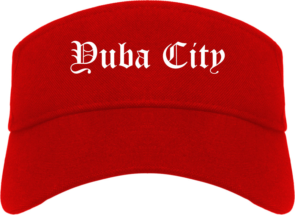 Yuba City California CA Old English Mens Visor Cap Hat Red