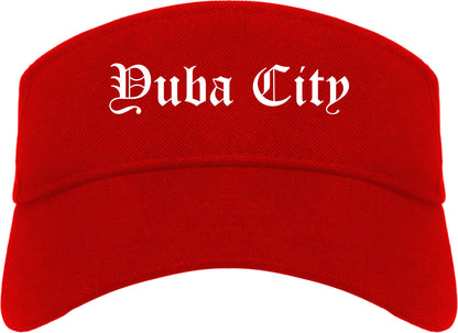 Yuba City California CA Old English Mens Visor Cap Hat Red