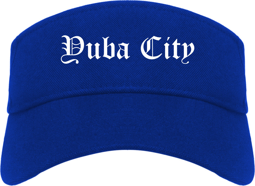 Yuba City California CA Old English Mens Visor Cap Hat Royal Blue