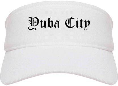 Yuba City California CA Old English Mens Visor Cap Hat White