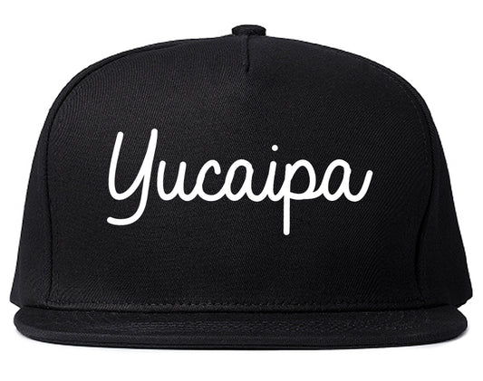 Yucaipa California CA Script Mens Snapback Hat Black