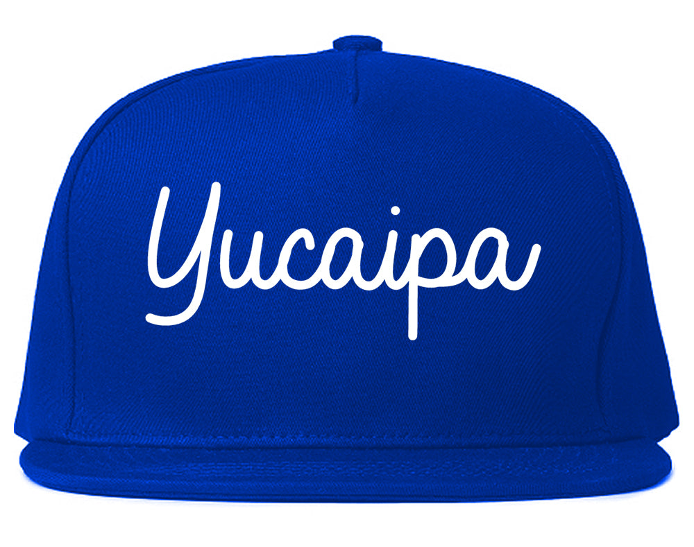 Yucaipa California CA Script Mens Snapback Hat Royal Blue