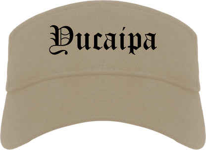Yucaipa California CA Old English Mens Visor Cap Hat Khaki