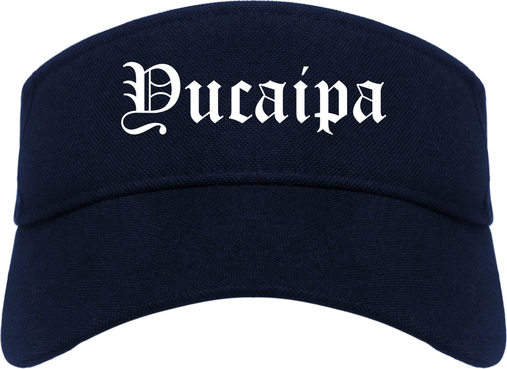 Yucaipa California CA Old English Mens Visor Cap Hat Navy Blue