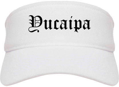 Yucaipa California CA Old English Mens Visor Cap Hat White