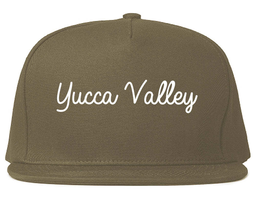 Yucca Valley California CA Script Mens Snapback Hat Grey