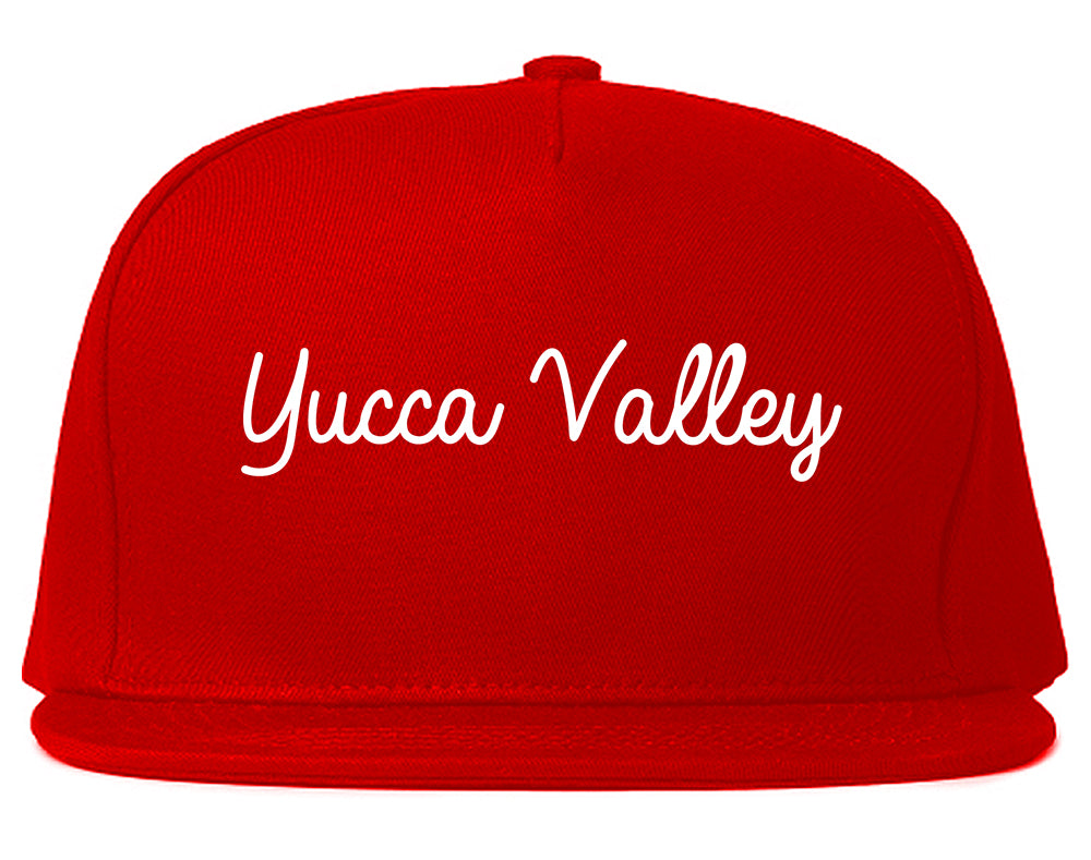 Yucca Valley California CA Script Mens Snapback Hat Red