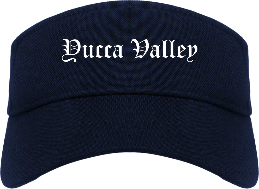 Yucca Valley California CA Old English Mens Visor Cap Hat Navy Blue