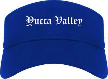 Yucca Valley California CA Old English Mens Visor Cap Hat Royal Blue