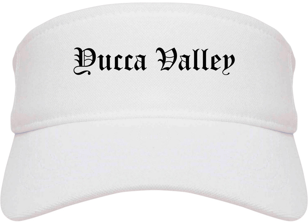 Yucca Valley California CA Old English Mens Visor Cap Hat White