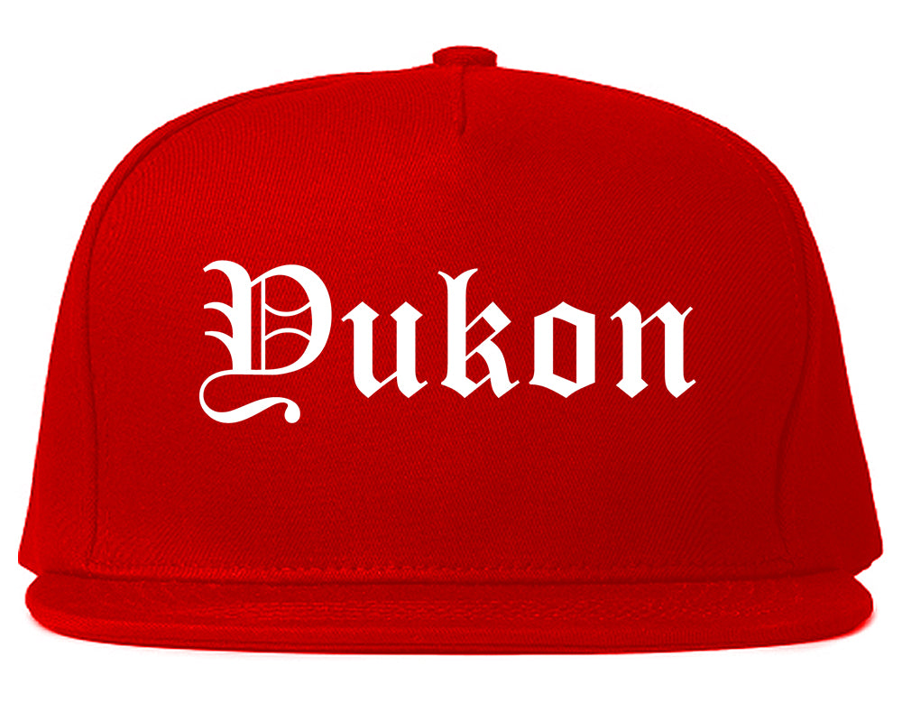 Yukon Oklahoma OK Old English Mens Snapback Hat Red