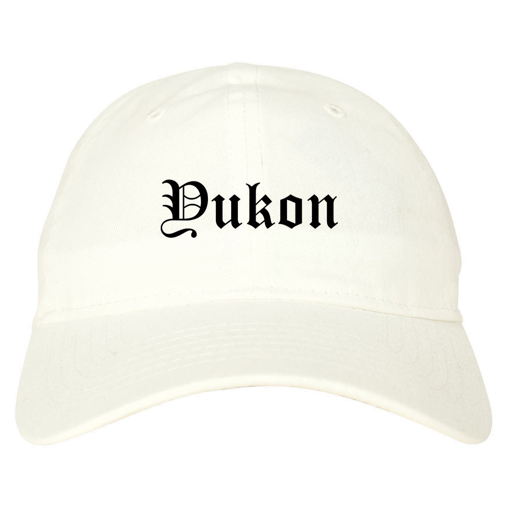 Yukon Oklahoma OK Old English Mens Dad Hat Baseball Cap White