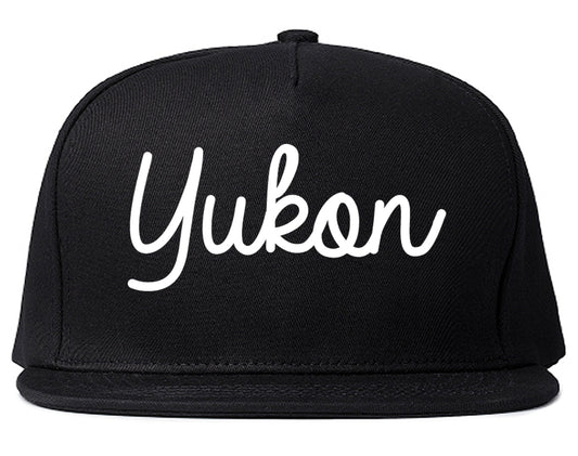 Yukon Oklahoma OK Script Mens Snapback Hat Black