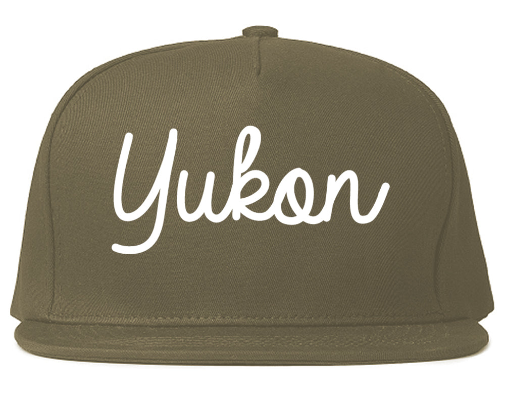 Yukon Oklahoma OK Script Mens Snapback Hat Grey