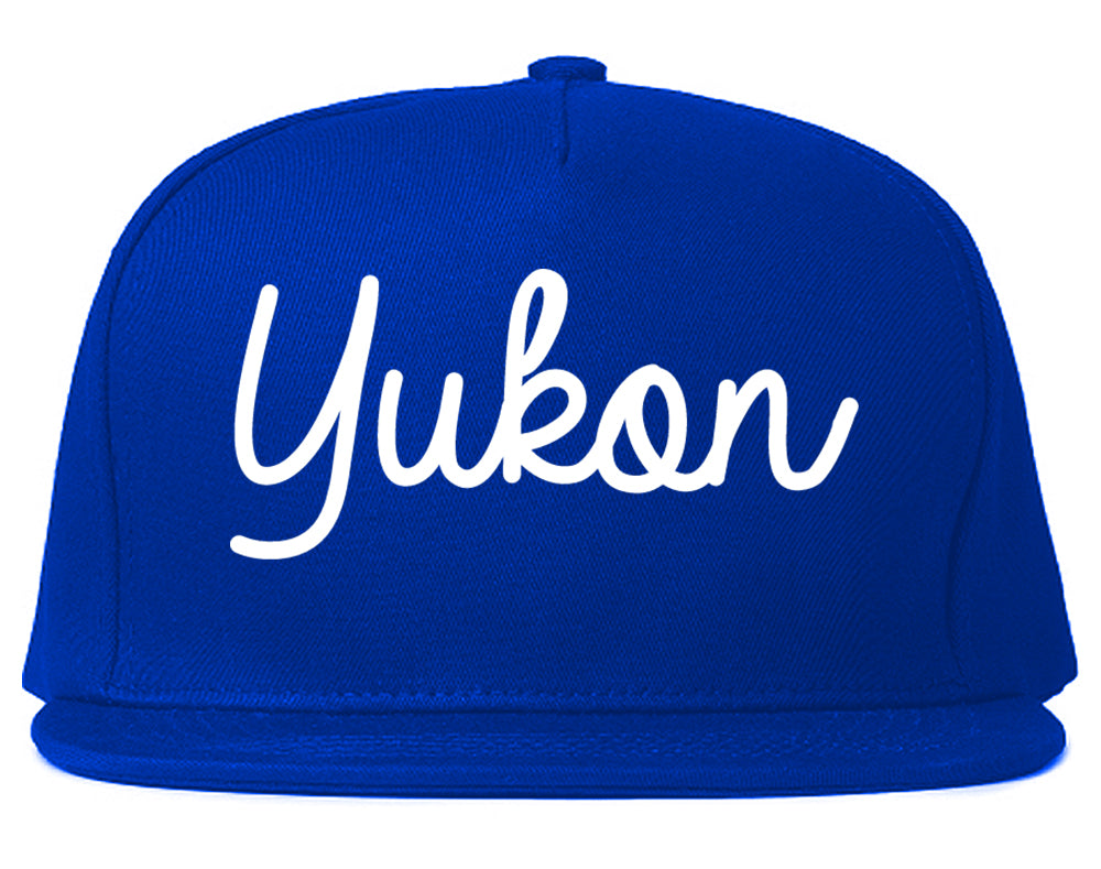 Yukon Oklahoma OK Script Mens Snapback Hat Royal Blue