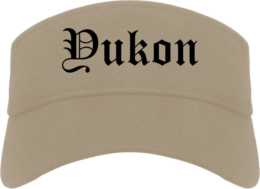 Yukon Oklahoma OK Old English Mens Visor Cap Hat Khaki