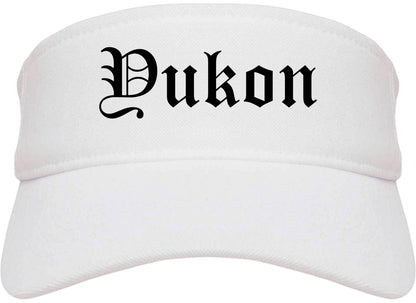 Yukon Oklahoma OK Old English Mens Visor Cap Hat White