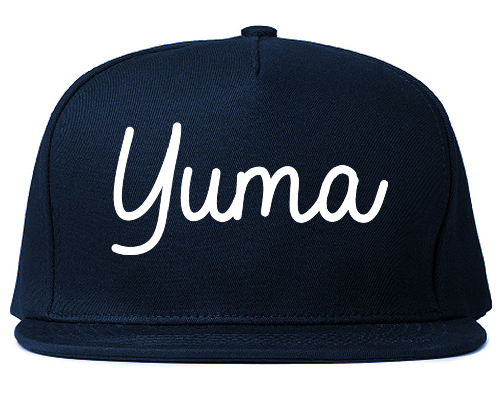 Yuma Arizona AZ Script Mens Snapback Hat Navy Blue