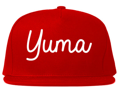 Yuma Arizona AZ Script Mens Snapback Hat Red