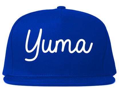 Yuma Arizona AZ Script Mens Snapback Hat Royal Blue
