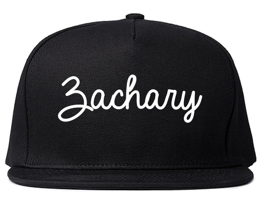 Zachary Louisiana LA Script Mens Snapback Hat Black