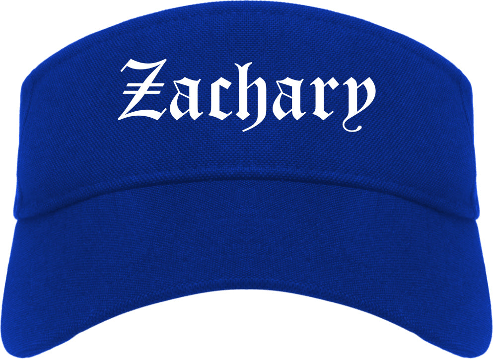 Zachary Louisiana LA Old English Mens Visor Cap Hat Royal Blue