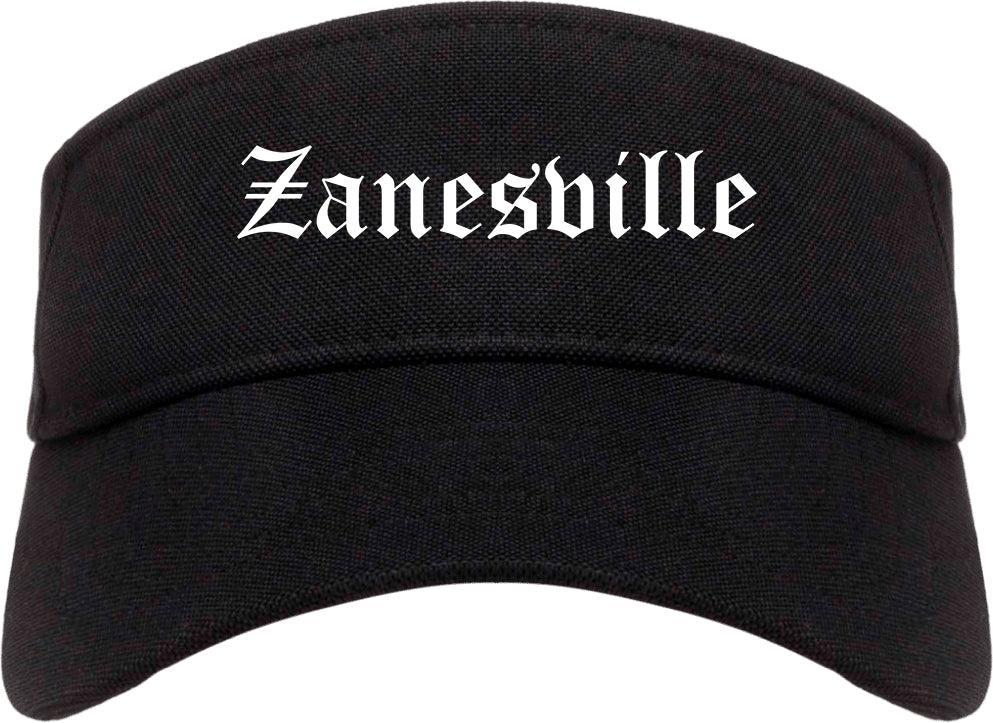 Zanesville Ohio OH Old English Mens Visor Cap Hat Black