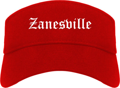 Zanesville Ohio OH Old English Mens Visor Cap Hat Red