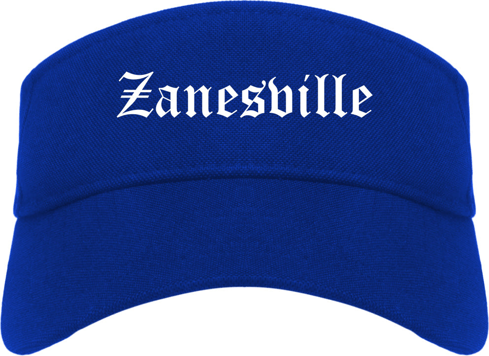 Zanesville Ohio OH Old English Mens Visor Cap Hat Royal Blue