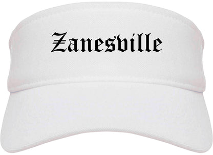 Zanesville Ohio OH Old English Mens Visor Cap Hat White