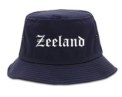 Zeeland Michigan MI Old English Mens Bucket Hat Navy Blue