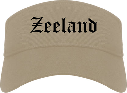 Zeeland Michigan MI Old English Mens Visor Cap Hat Khaki