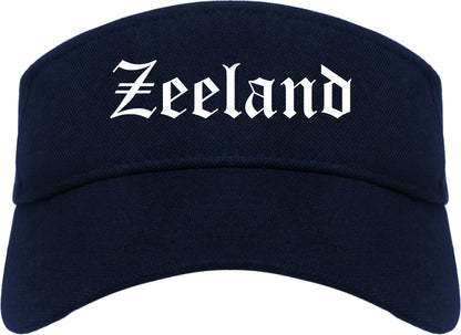 Zeeland Michigan MI Old English Mens Visor Cap Hat Navy Blue