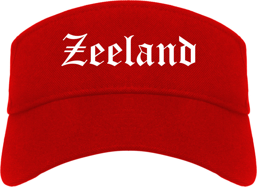 Zeeland Michigan MI Old English Mens Visor Cap Hat Red