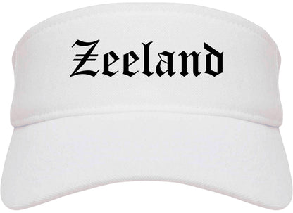Zeeland Michigan MI Old English Mens Visor Cap Hat White