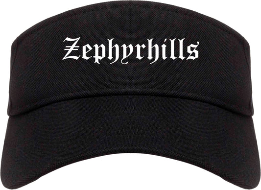 Zephyrhills Florida FL Old English Mens Visor Cap Hat Black
