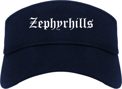 Zephyrhills Florida FL Old English Mens Visor Cap Hat Navy Blue